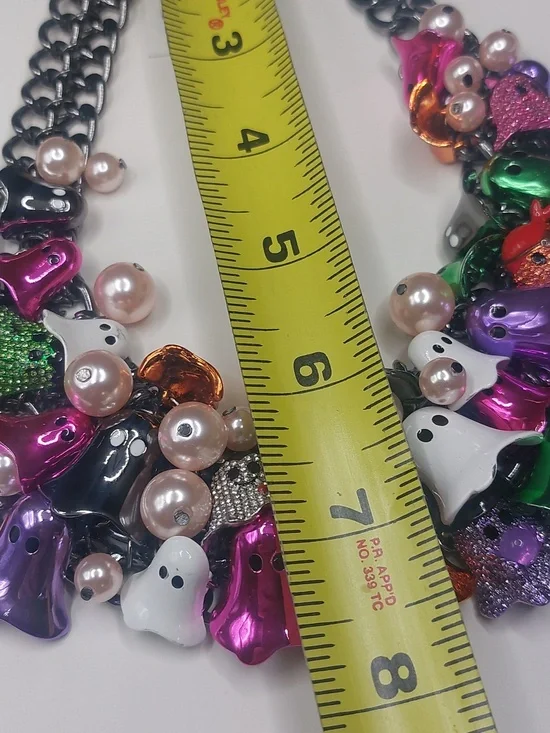 Betsey Johnson Halloween Colorful Ghosts Chunky Bib Statement Necklace - Picture 12 of 16
